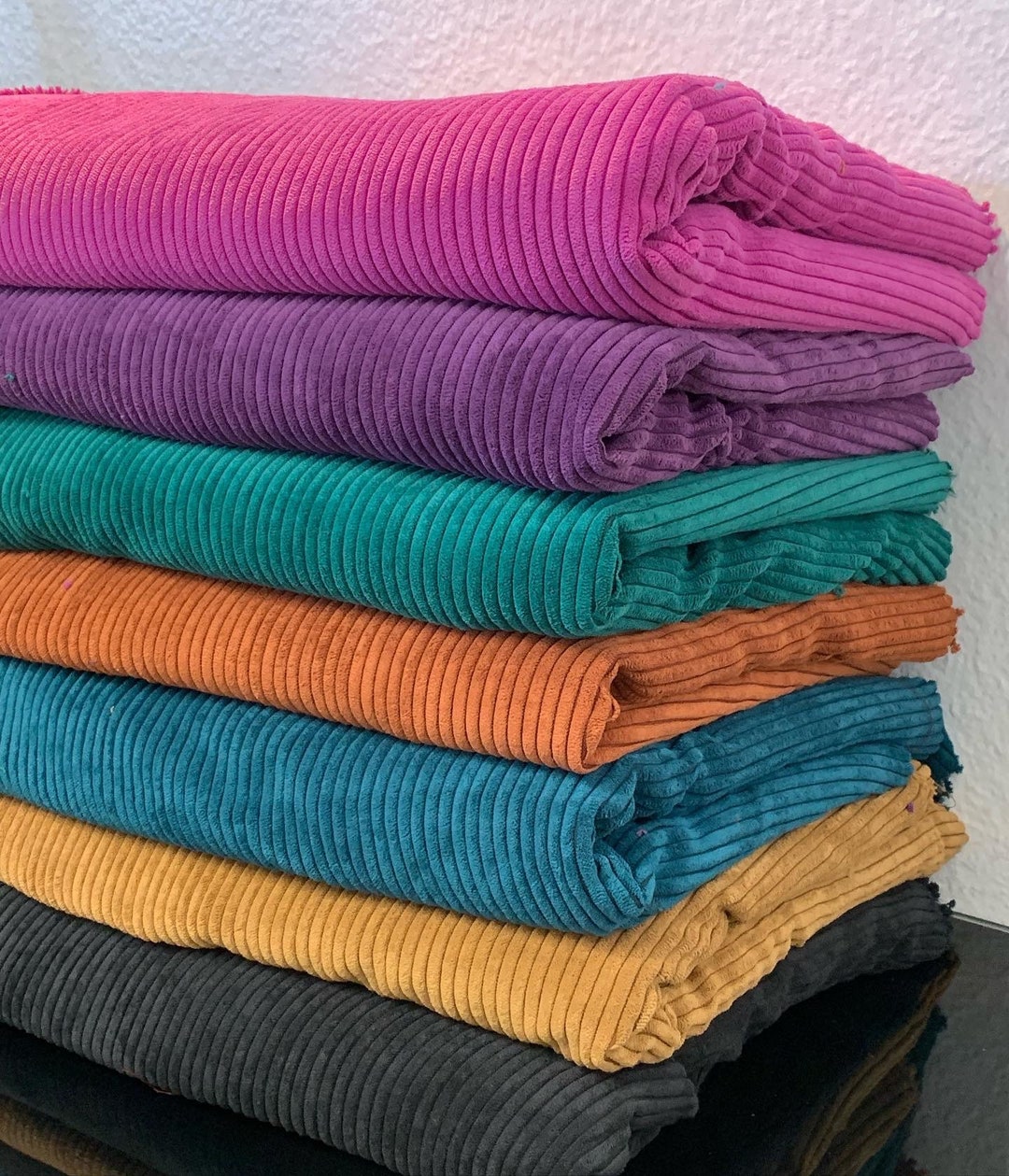 Soimoi Naranja Jersey De Algodon Tela Espiral Y De La Raya