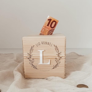 Hucha de madera para niños, con nombres y letras acrílicas, regalos para Navidad, bautizo, nacimiento o cumpleaños - idea de regalo para niños