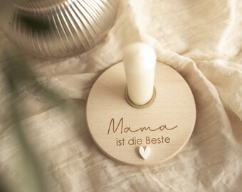 Kerzenhalter aus Holz zum Muttertag - Geschenkidee Mama - Geschenkidee Muttertag - Personalisierte Geschenke zum Muttertag - Mama - Oma