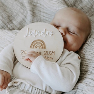 Personalized birth disc | Birth | Name plate | Name plate with birth data made of wood | personalized gifts