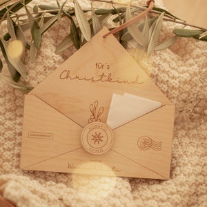 Wunschliste fürs Christkind aus Holz: Hochwertiger Holzbrief, personalisierbar und ideal für Kinderwünsche zur Weihnachtszeit - Wunschliste