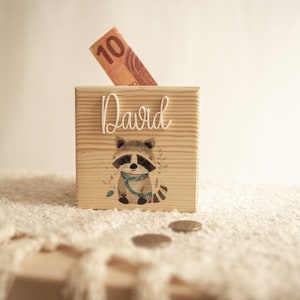 Hucha de madera personalizada para niños: con cierre seguro y decorativa. Regalo ideal para cumpleaños, bautizo o Pascua.