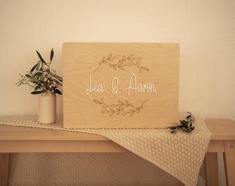 Caja de madera personalizada para recuerdos de boda con nombres, regalo de boda, regalo de boda para los novios.