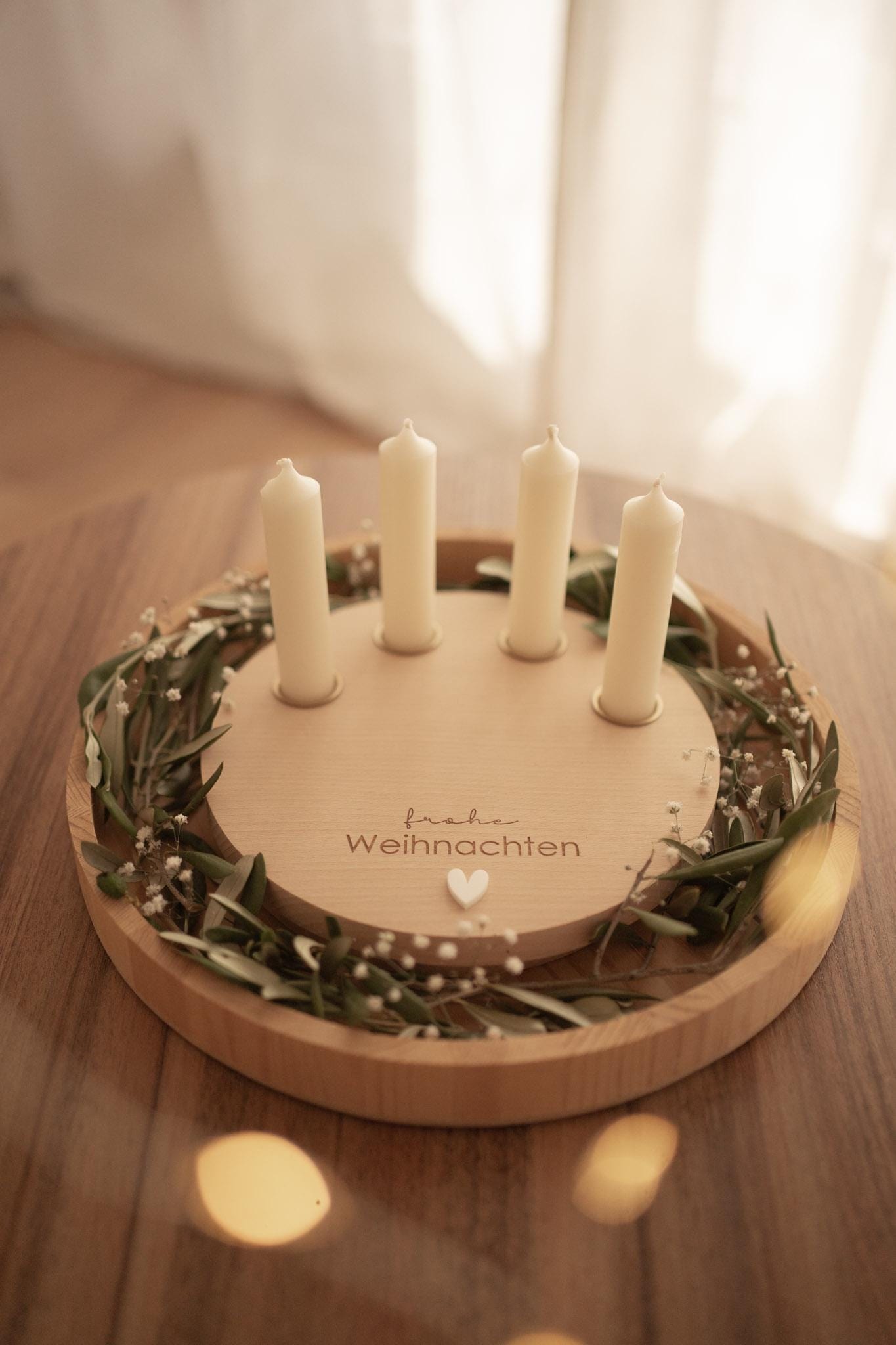 Adventskranz aus Buchenholz für Stabkerzen – minimaltischte Weihnachtsdeko Adventszeit, Adventskranz Holz modern, Tischdeko Weihnachten