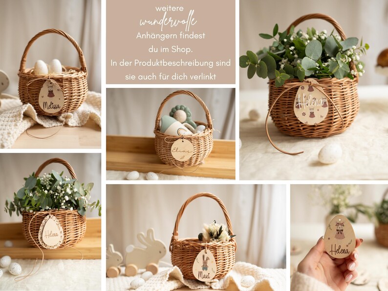 Personalized Easter ornaments with Easter baskets - Easter decoration, gift idea for children - Personalized Easter gift for children - Easter basket image 9