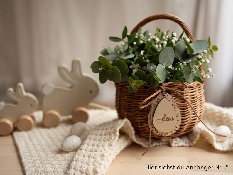 Personalized Easter ornaments with Easter baskets - Easter decoration, gift idea for children - Personalized Easter gift for children - Easter basket image 14