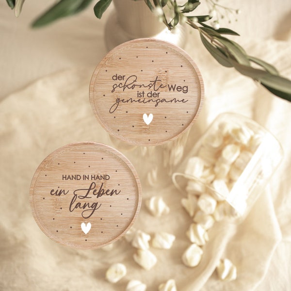 Personalisiertes Vorratsglas zur Hochzeit I Vorratsglas Bambusdeckel I Hochzeitsgeschenk I Geschenkidee Hochzeit I personalisiertes Geschenk