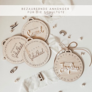Étiquettes pour cônes d'école : Étiquettes individuelles en bois avec noms - parfaites pour les cônes d'école, les sacs à dos ou pour la décoration pour la rentrée scolaire - cadeau