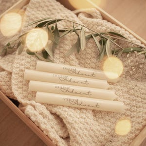 Stabkerzen Weihnachten -  Adventszeit - Kerzen Weihnachten - Stabkerze mit Sprüche - Adventkerzen - Geschenk zu Weihnachten - Adventskranz