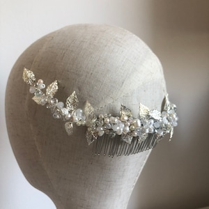 Bridal headpiece - comb headpiece - ivory silver leaf headpiece - vintage style headpiece - bridal accessories