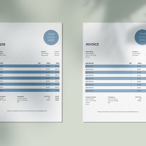 Invoice & Quote Template with MS Excel Auto Calculation | Etsy