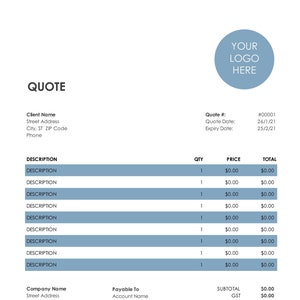 Invoice & Quote Template With MS Excel Auto Calculation Features - Etsy