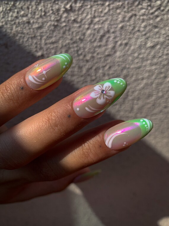summer nail hawaii flower