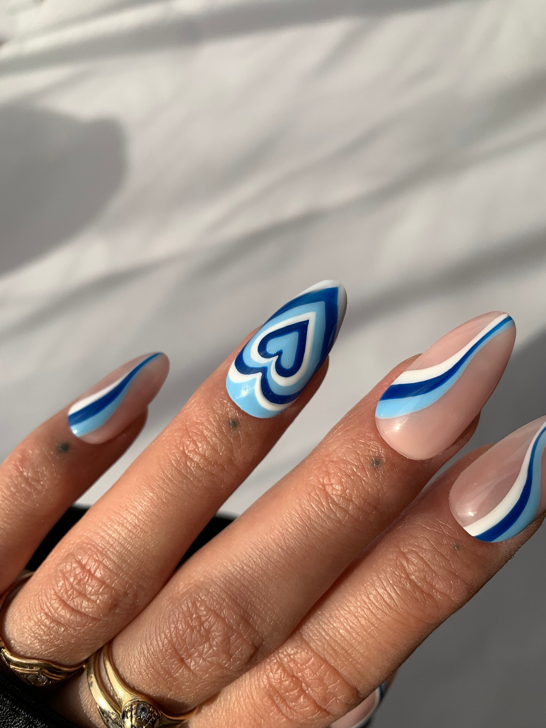 blue heart nail designs