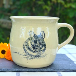 Ceramic cup XXL hand-made with animal motif &quot;Mouse&quot;, coffee pot