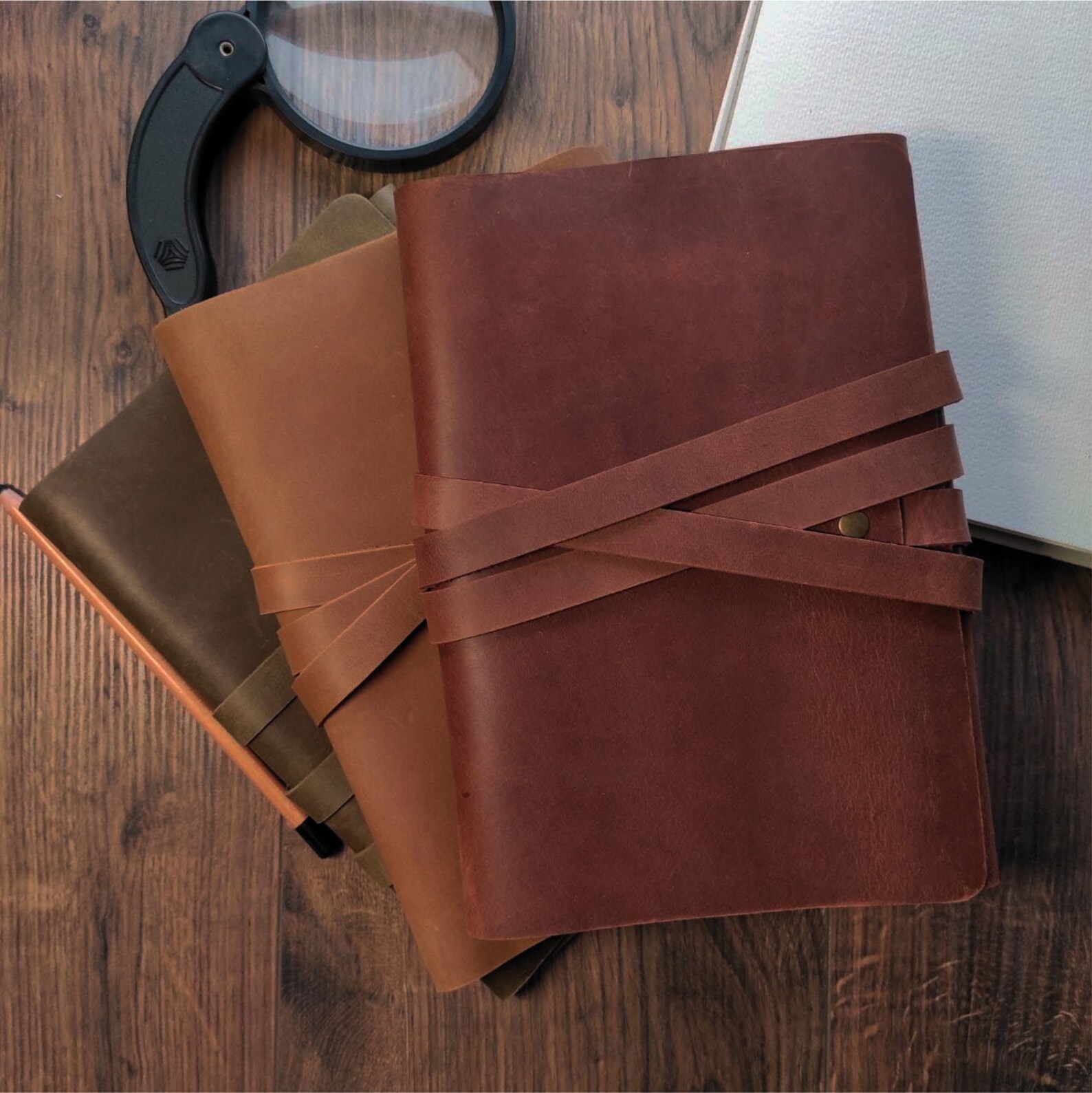 LEATHER NOTEBOOK COVER with Personalization Personalized | Etsy
