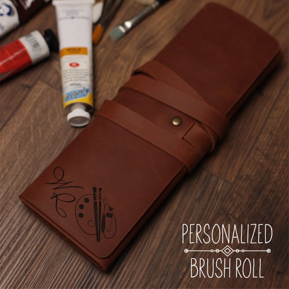 Leather Brush Roll, Custom Gift for Art Student, Paint Brush Holder, Paint  Brush Case, Personalized Leather Brush Roll, Holder for Brushes 