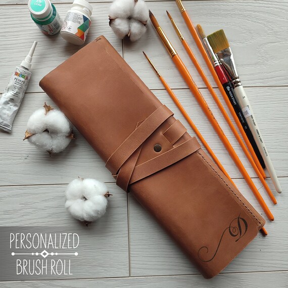 Leather Brush Roll, Custom Gift for Art Student, Paint Brush Holder, Paint  Brush Case, Personalized Leather Brush Roll, Holder for Brushes 