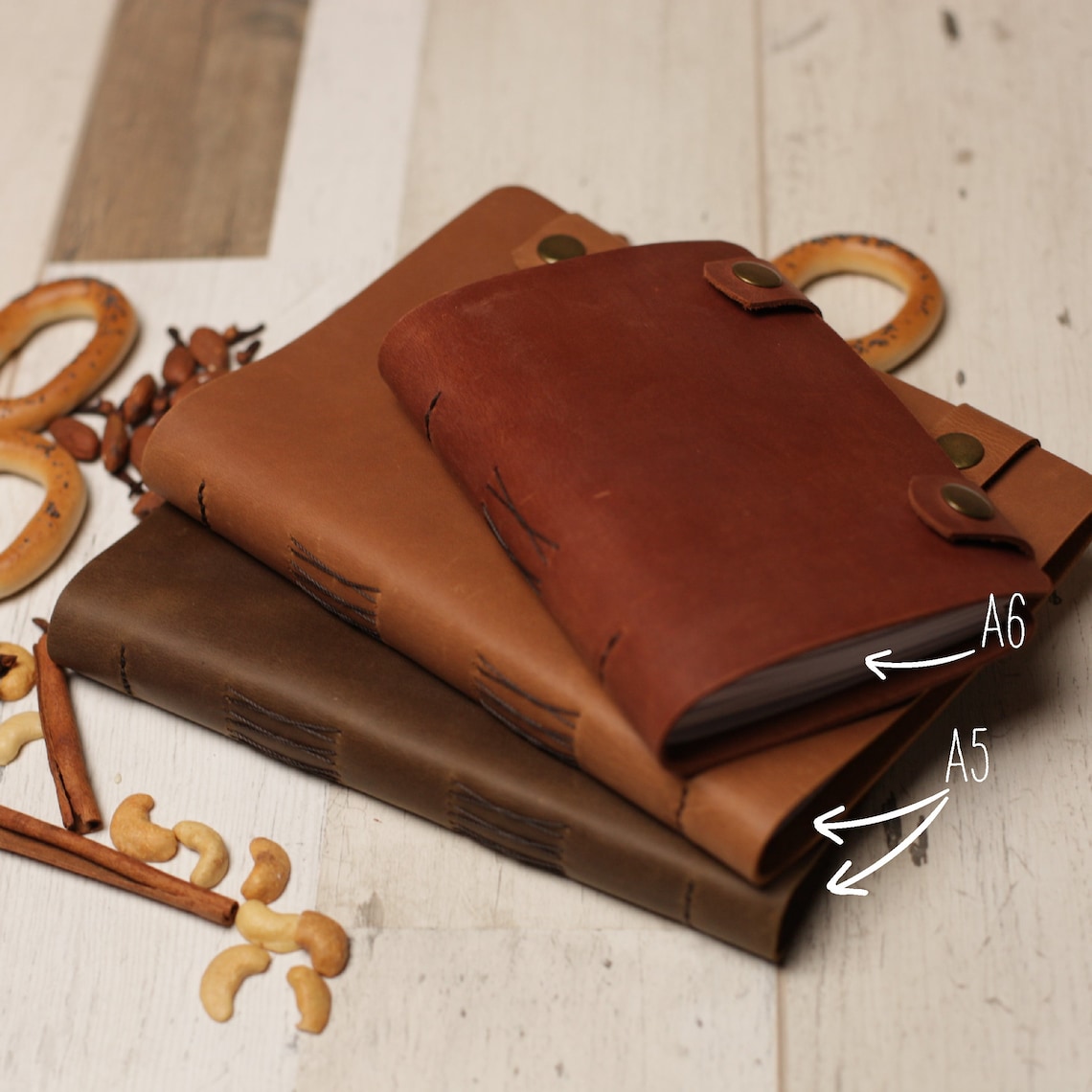 LEATHER RECIPE BOOK With Personalization Recipe Journal Etsy