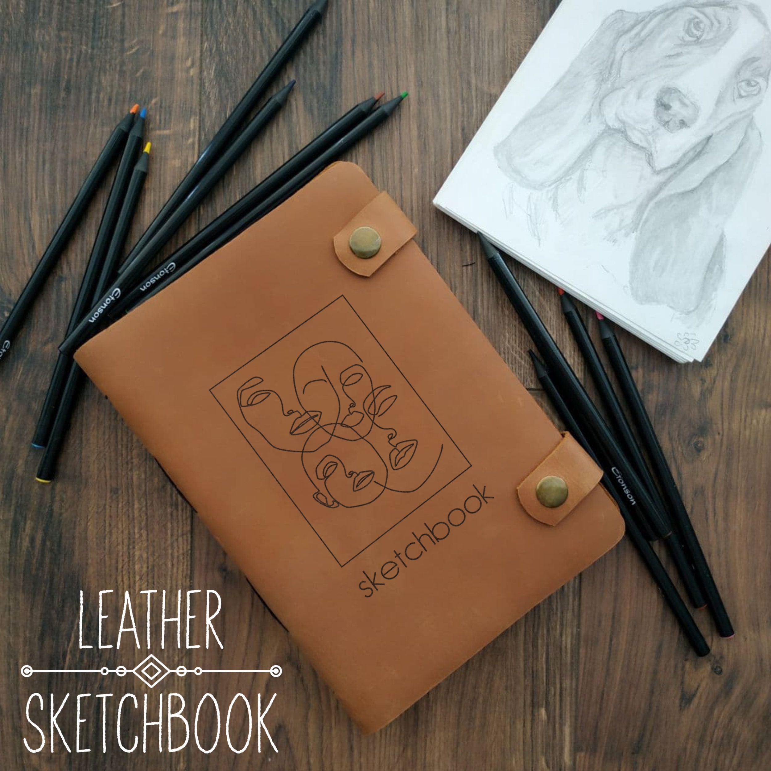 LEATHER SKETCHBOOK with Personalization Custom Sketchbook for Etsy