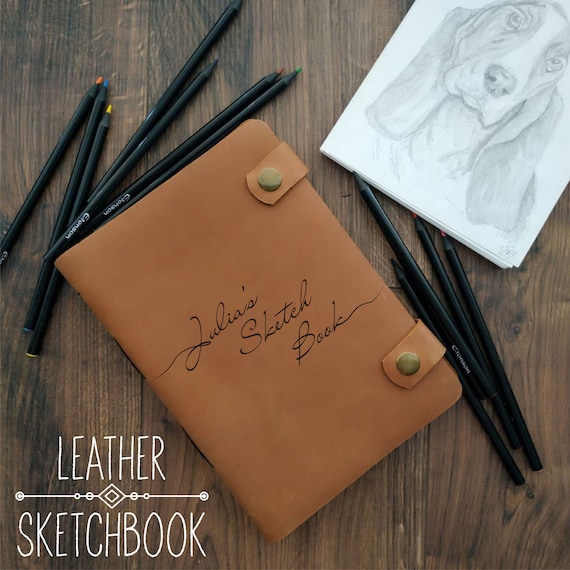 LEATHER SKETCHBOOK With Personalization, Custom Sketchbook for