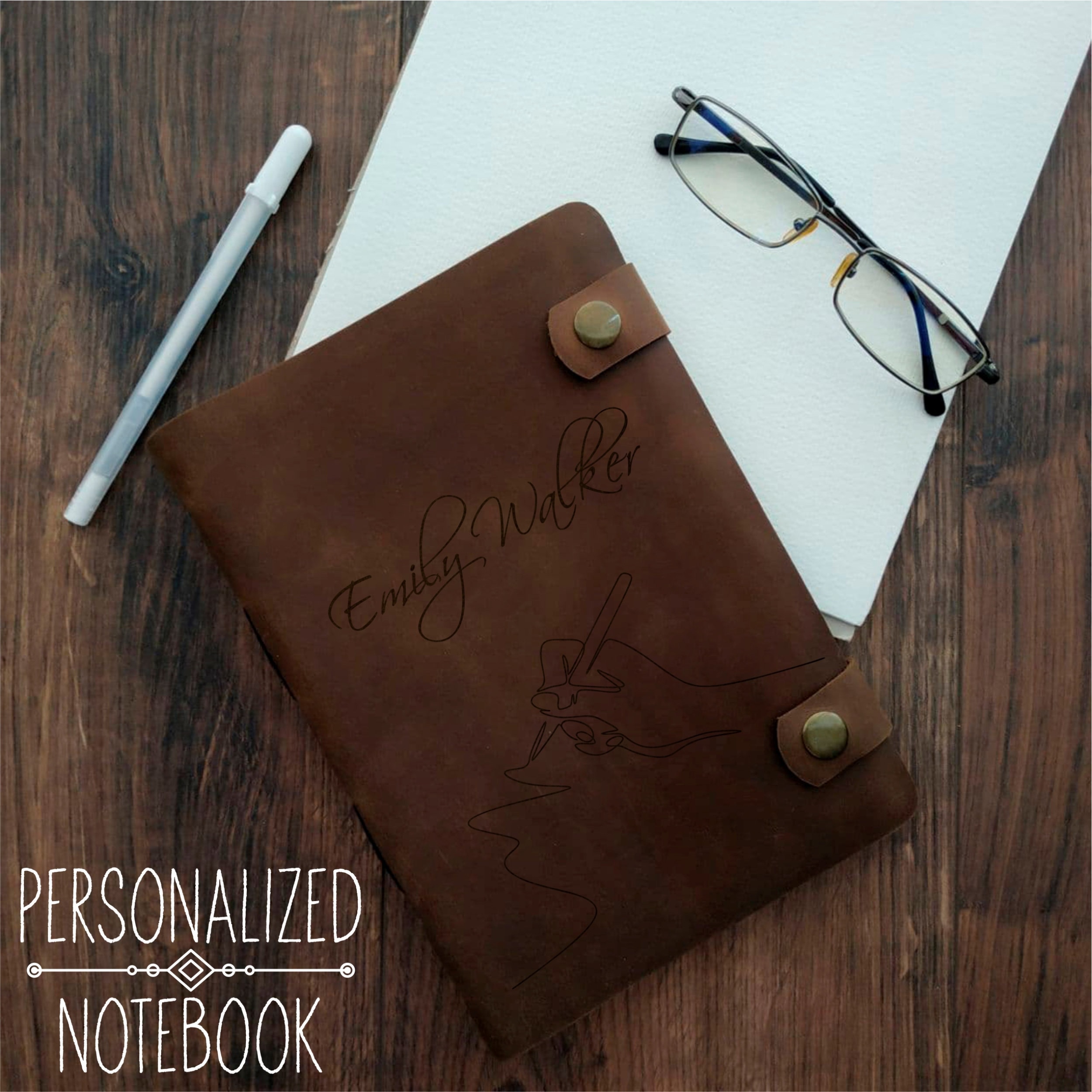 LEATHER NOTEBOOK with Personalization, Custom Notebook with