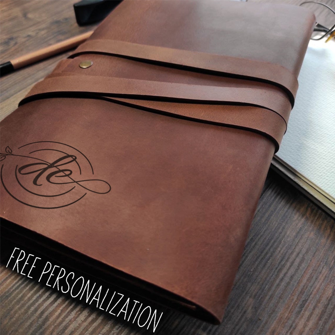 LEATHER NOTEBOOK COVER with Personalization Personalized Etsy