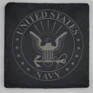 Laser Engraved Military Slate Coasters – Veteran Gift