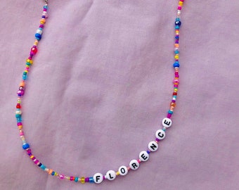 Beaded Name Necklace | Multi Coloured seed bead necklace | Personalised Beaded Name Necklace | Custom Necklace | Gift Idea