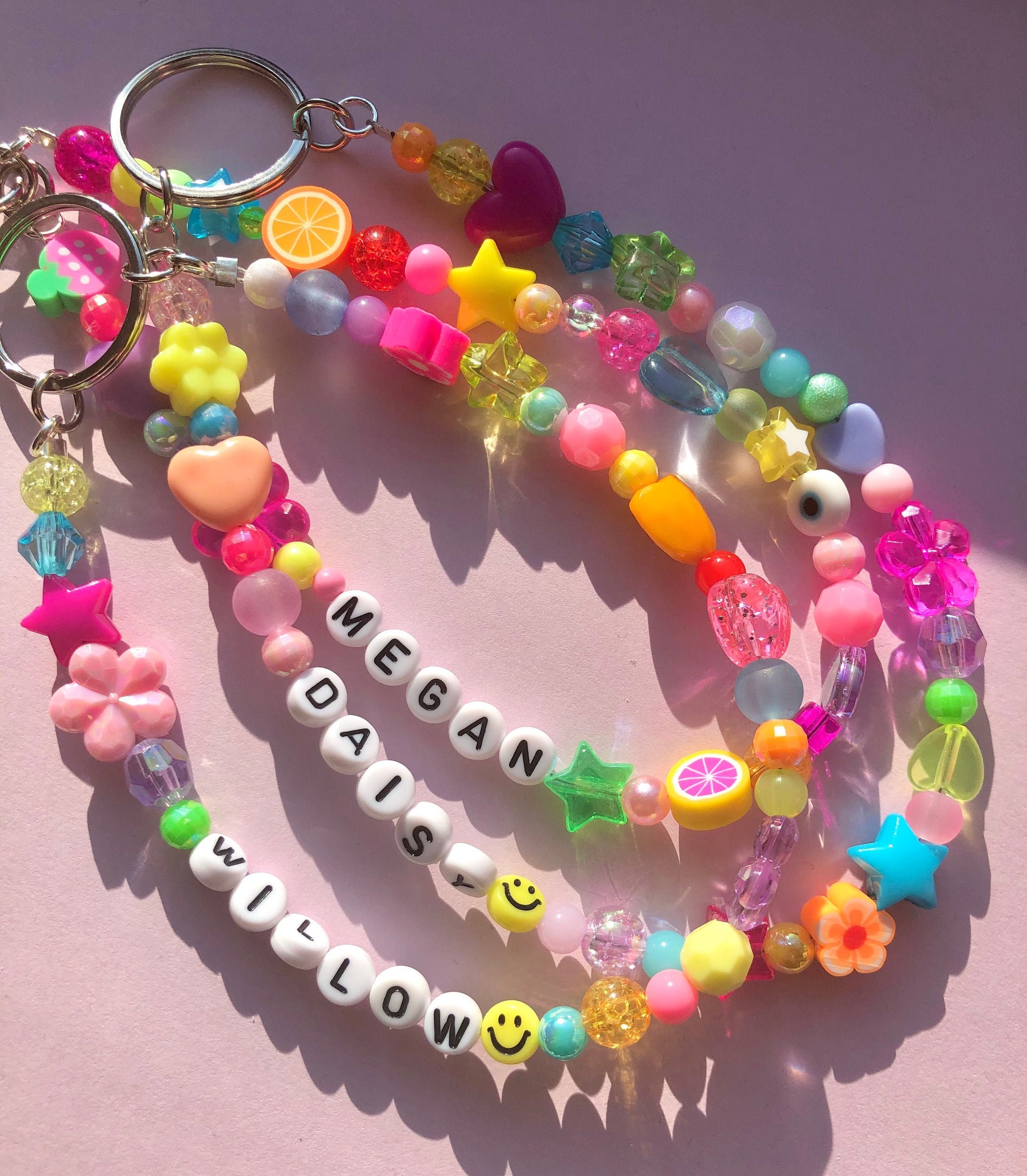 Name Keychains Personalised Beaded Keychain Mixed bead Etsy