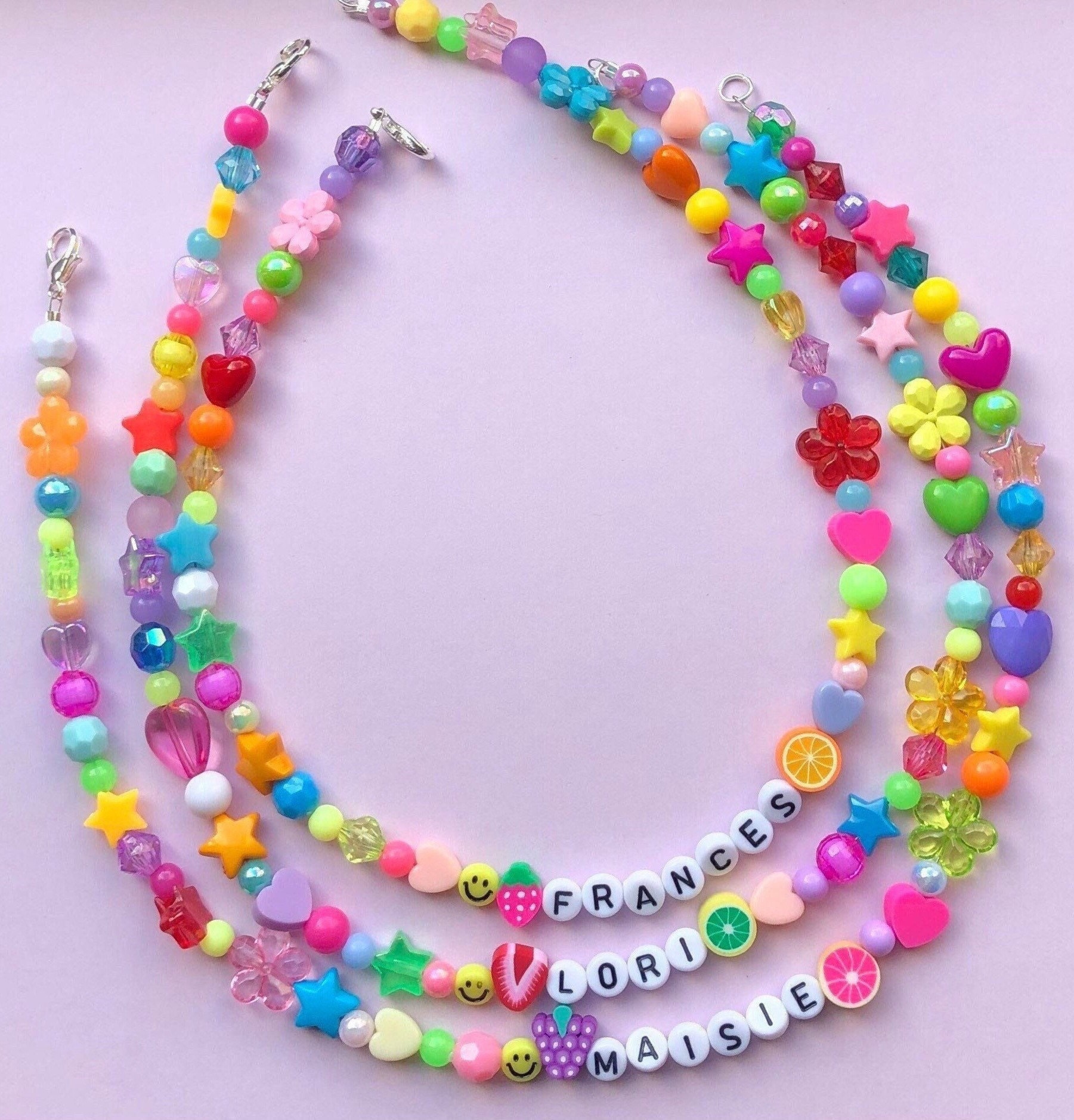 Beaded Name 90s Necklace Multicoloured Beaded Name Necklace - Etsy UK