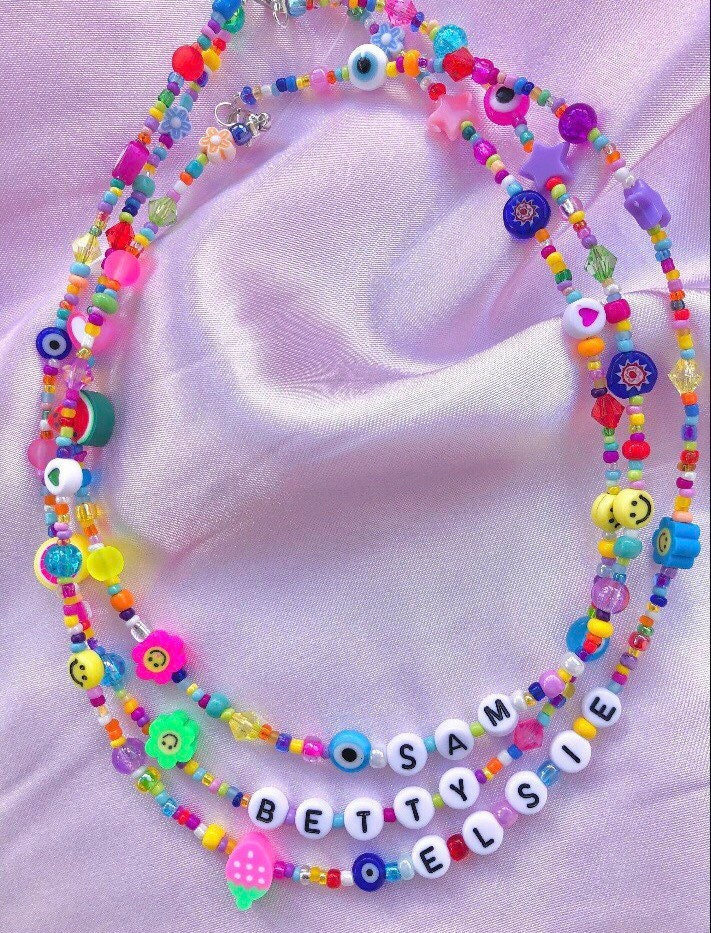 Beaded Name Necklace Personalised 