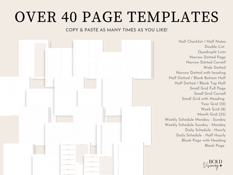 Digital Notebook | 12 Dividers Sections | 40 Digital Page Templates ...