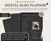 Dark Mode Digital Blog Planner | Printable Blog Planner | Interactive PDF Planner for Goodnotes and Noteshelf | Blog Organisers & Checklists