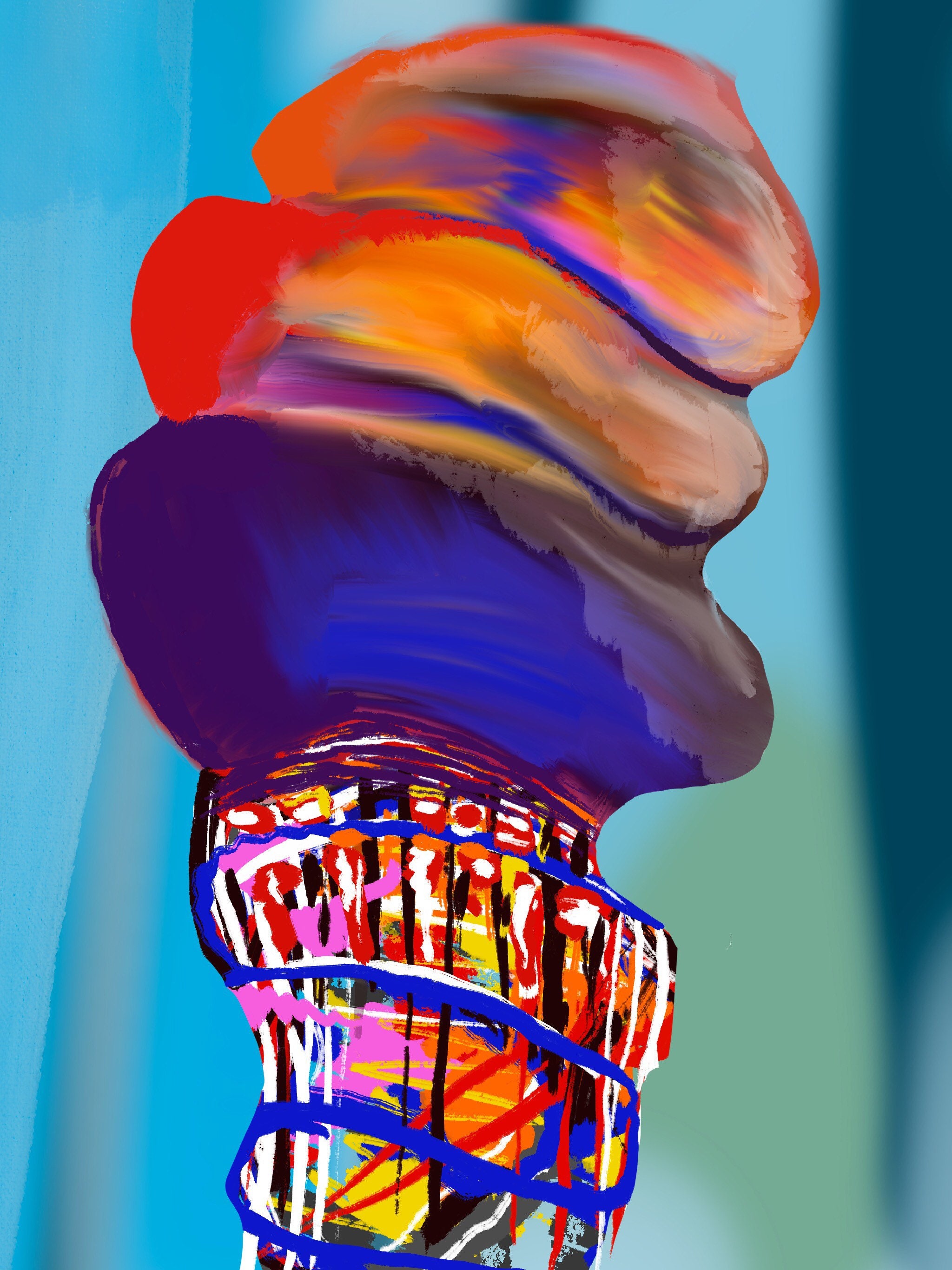 Abstract Original Art on Canvas Ice Cream Etsy