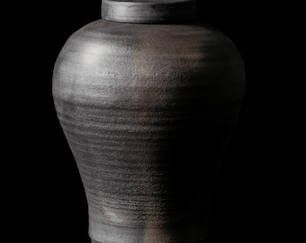 Black Handmade Cremation Urn for Ashes – Large Size