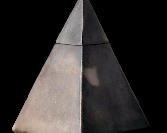 Black Minimalistic Cremation Art Urn for Ashes – Modern Pyramid Urn