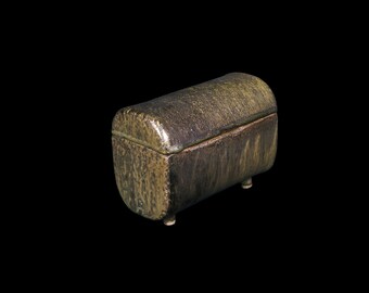 Wood-Fired Stoneware Box: Hare's Fur Glaze, Japandi Decor