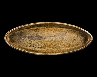 Wood Fired Ceramic Serving Dish: Stoneware Fish Motif, Wabi-Sabi Style