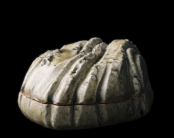 Wabi Sabi Kurinuki Box, Wood Fired Stoneware Tea Caddy, Japanese Ceramic Container