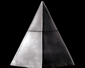 Black Minimalistic Cremation Art Urn for Ashes – Modern Pyramid Urn