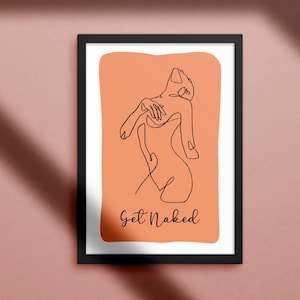 Female Form Line Art Canvas/Framed Print/Print, Abstract Print, Modern Bedroom Decor, Feminine Color Art, Home Gallery, Get Naked