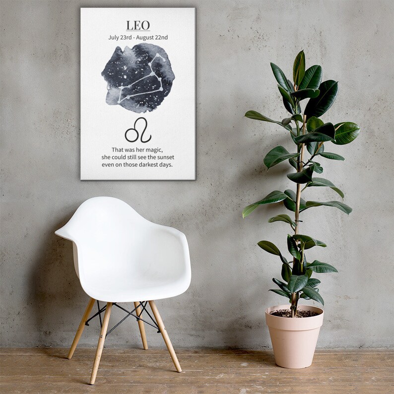 Constellations Water Color Painting Star Sign Decor Canvas Framed Print Leo Zodiac Wall Art