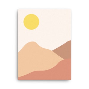 Abstract Sunset Modern Print, Minimalistic Mountain Wall Decor, Modern Landscape Line Art