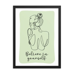 Believe in Yourself Female Form Line Art Canvas/Framed Print/Print, Abstract Print, Modern Bedroom Decor, Feminine Color Art, Home Gallery