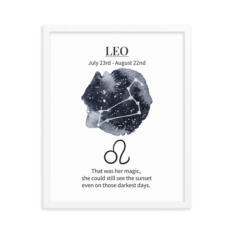 Constellations Water Color Painting Star Sign Decor Canvas Framed Print Leo Zodiac Wall Art