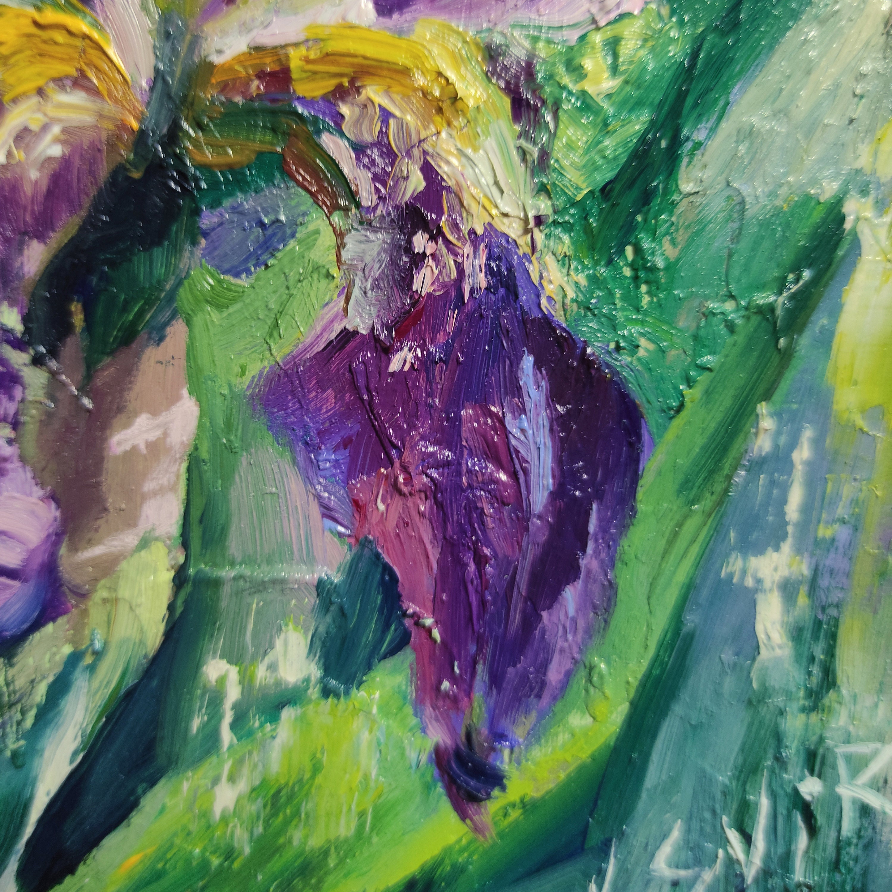 Iris Painting Floral Original Art Impasto Painting Flower Etsy