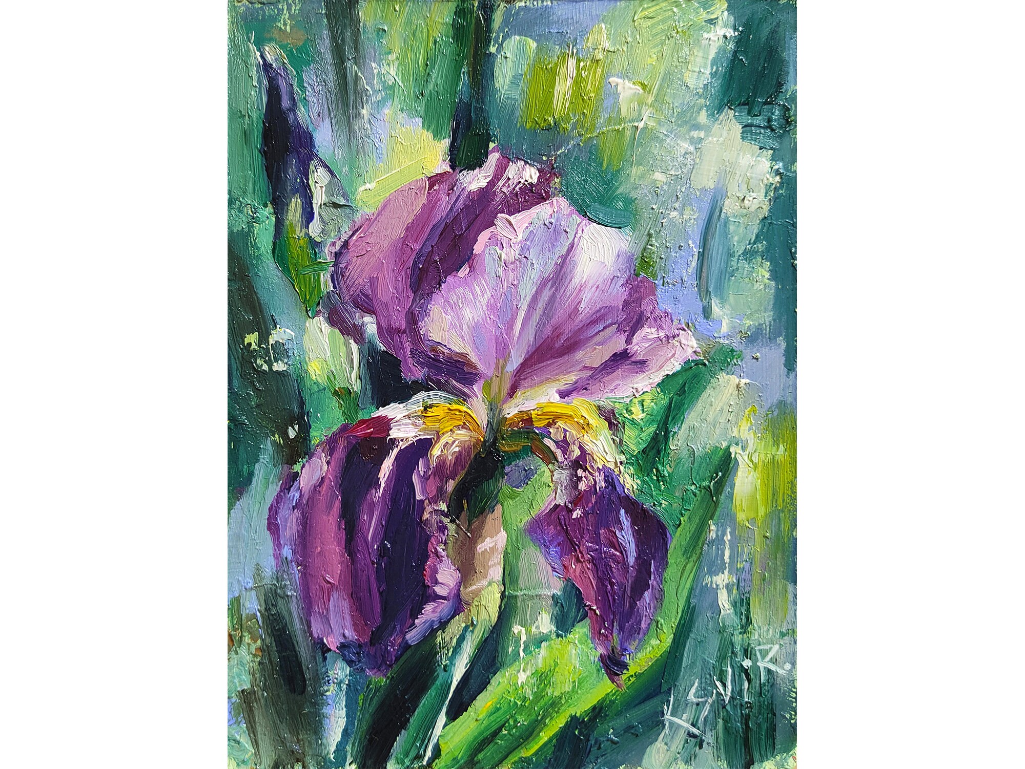 Iris Painting Floral Original Art Impasto Painting Flower | Etsy