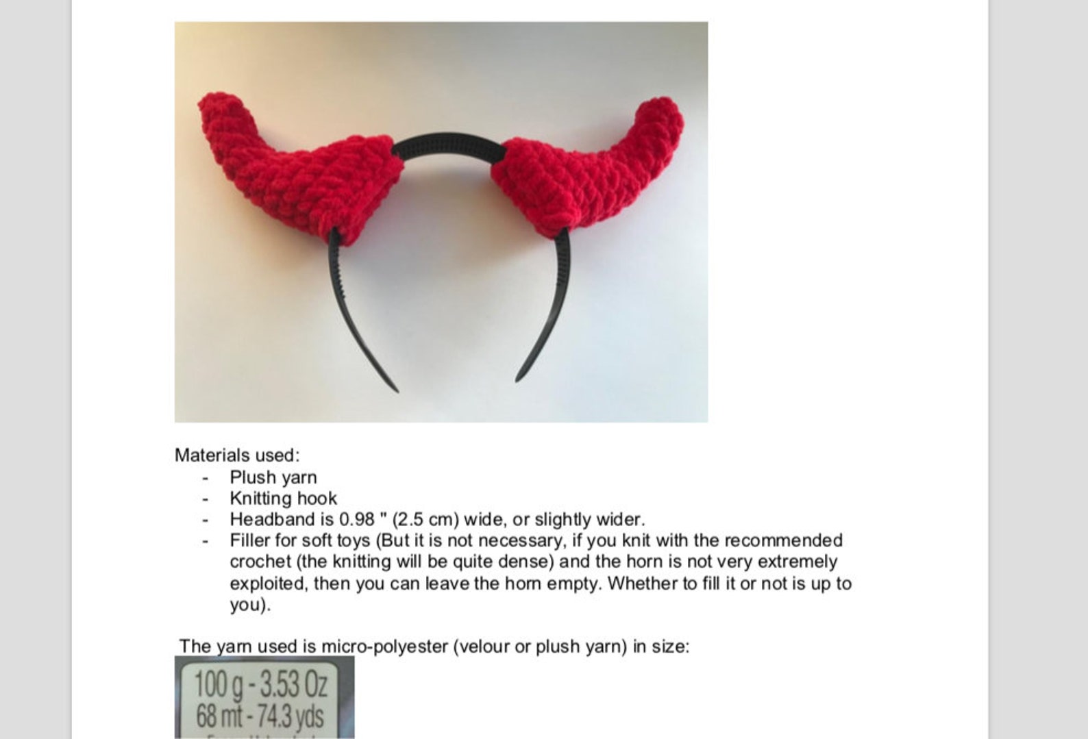 Devil Horns Headband Crochet Pattern PDF Red Horns Etsy