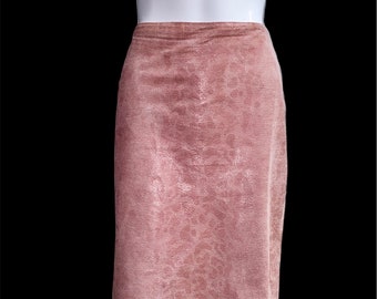 Vintage 80s/90s Pink Leather Animal Print Mid-Length Pencil Skirt Size EU38, US6, UK10